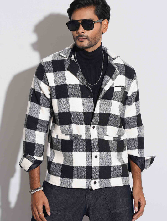 Black white Flannel jacket