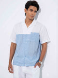 White - Sky Contrast Remi Cotton Havana Shirt