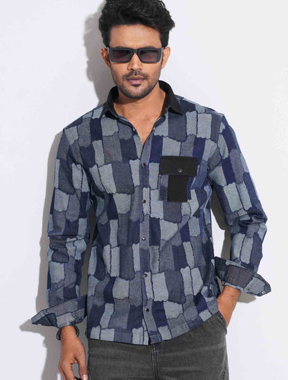 Multitextured exclusive denim full sleeve shirt