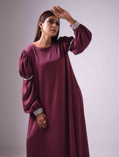 Purplish rose lace contrast female dress
