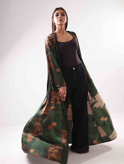 Green copper color Gown design female dress