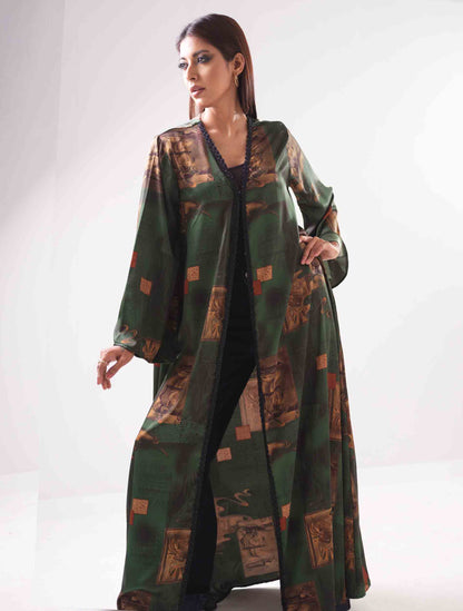 Green copper color Gown design female dress
