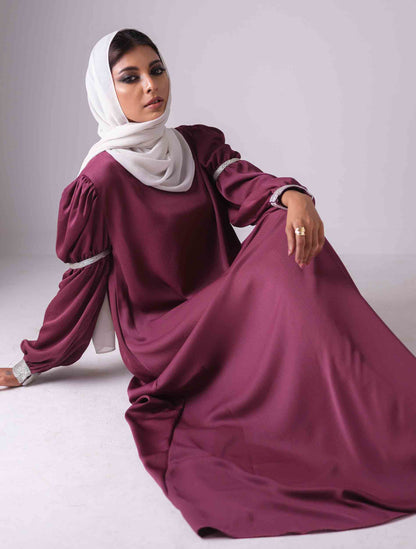 Purplish rose lace contrast female dress