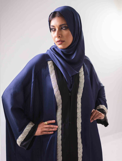 Blue black contrast Shrug design female dress