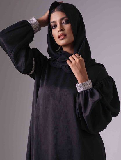 Black hand lace contrast female dress