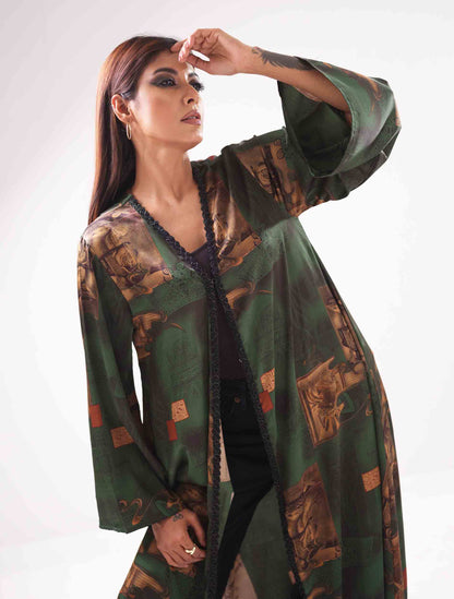 Green copper color Gown design female dress