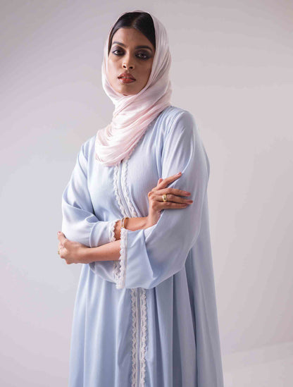 Sky color long sleeve female dress