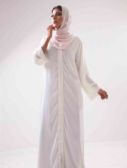 Pearl white long sleeve female dress