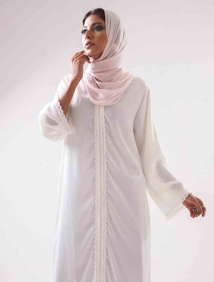 Pearl white long sleeve female dress