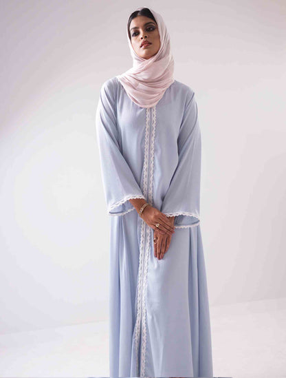 Sky color long sleeve female dress