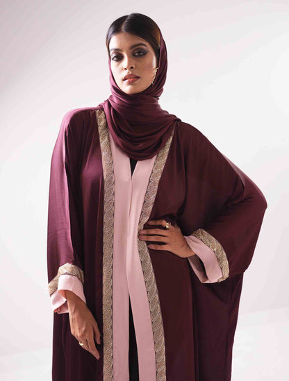 Rose red and pink contrast Shrug design female dress