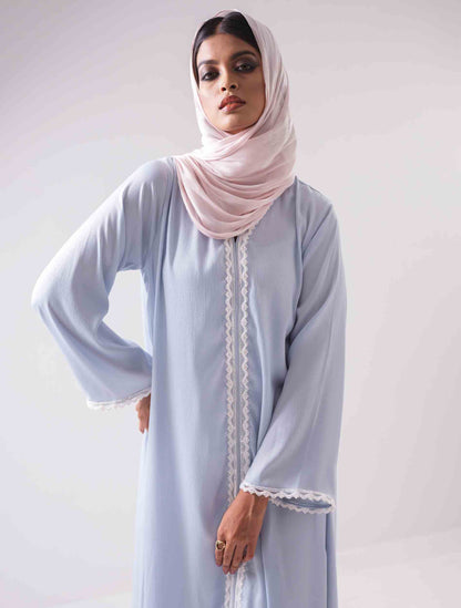 Sky color long sleeve female dress