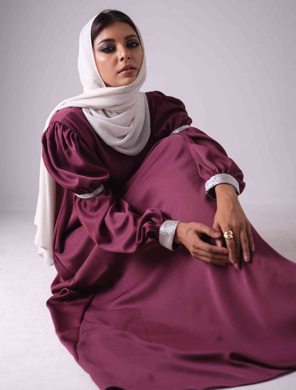 Purplish rose lace contrast female dress