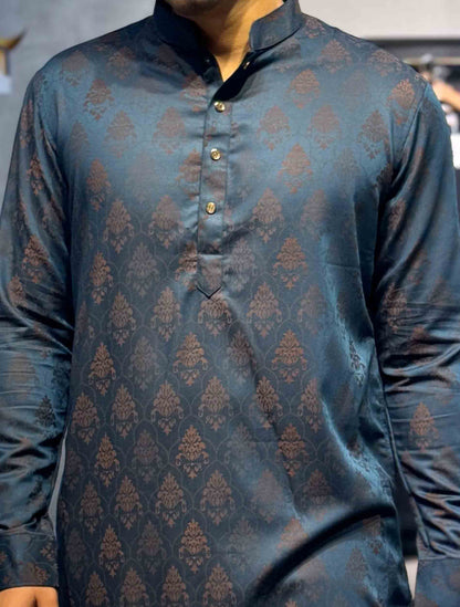 Teal blue bamboo silk premium panjabi- RAV