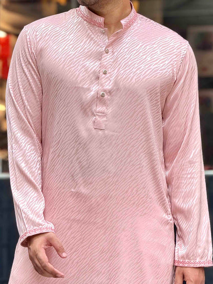 Salmon Pink Textured premium Panjabi
