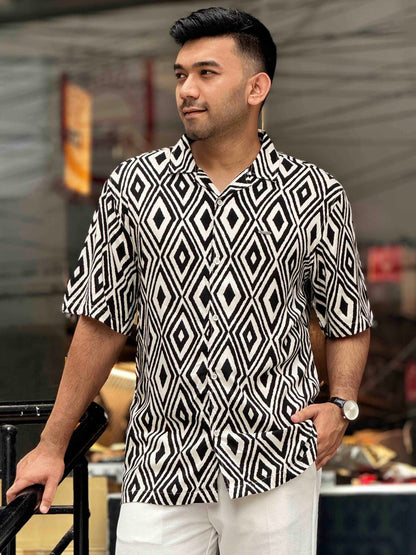 Off white black diamond printed Havana shirt