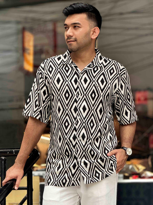 Off white black diamond printed Havana shirt