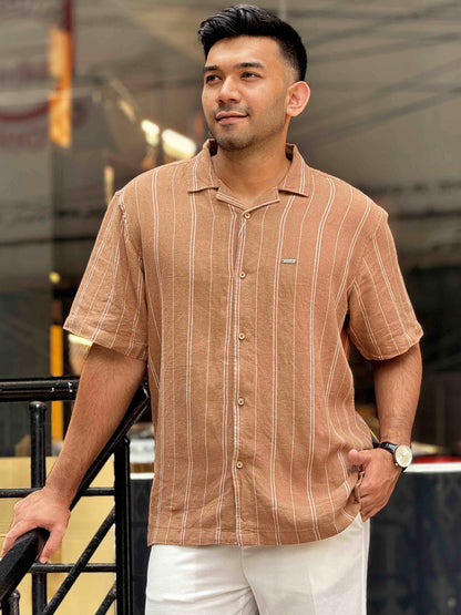 Burnt orange white stripe Havana shirt