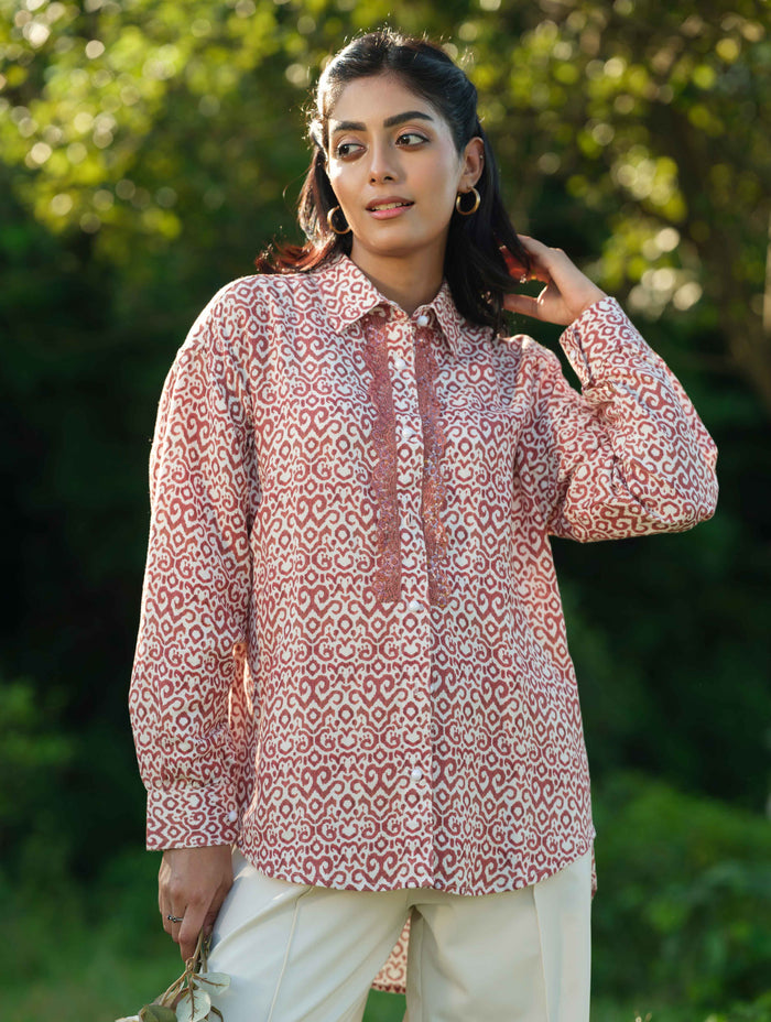 White Pink Sequence Female Shirt
