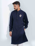 Deep Blue chest Logo embroidered panjabi