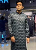 Shadow gray 3D abstract Printed Premium Panjabi