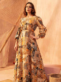 Orange Cream sankha printed Female Long Gown