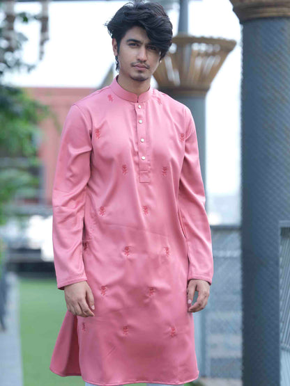 Pink color full body embroidered panjabi