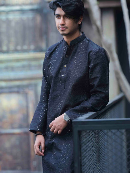 Black sequence embroidered panjabi