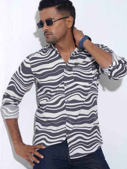 White Black Zebra printed full sleeve shirt