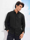 Black solid fancy cotton full sleeve shirt
