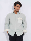 Paste - White Hand and pocket Contrast waffle Fabric Full Sleeve