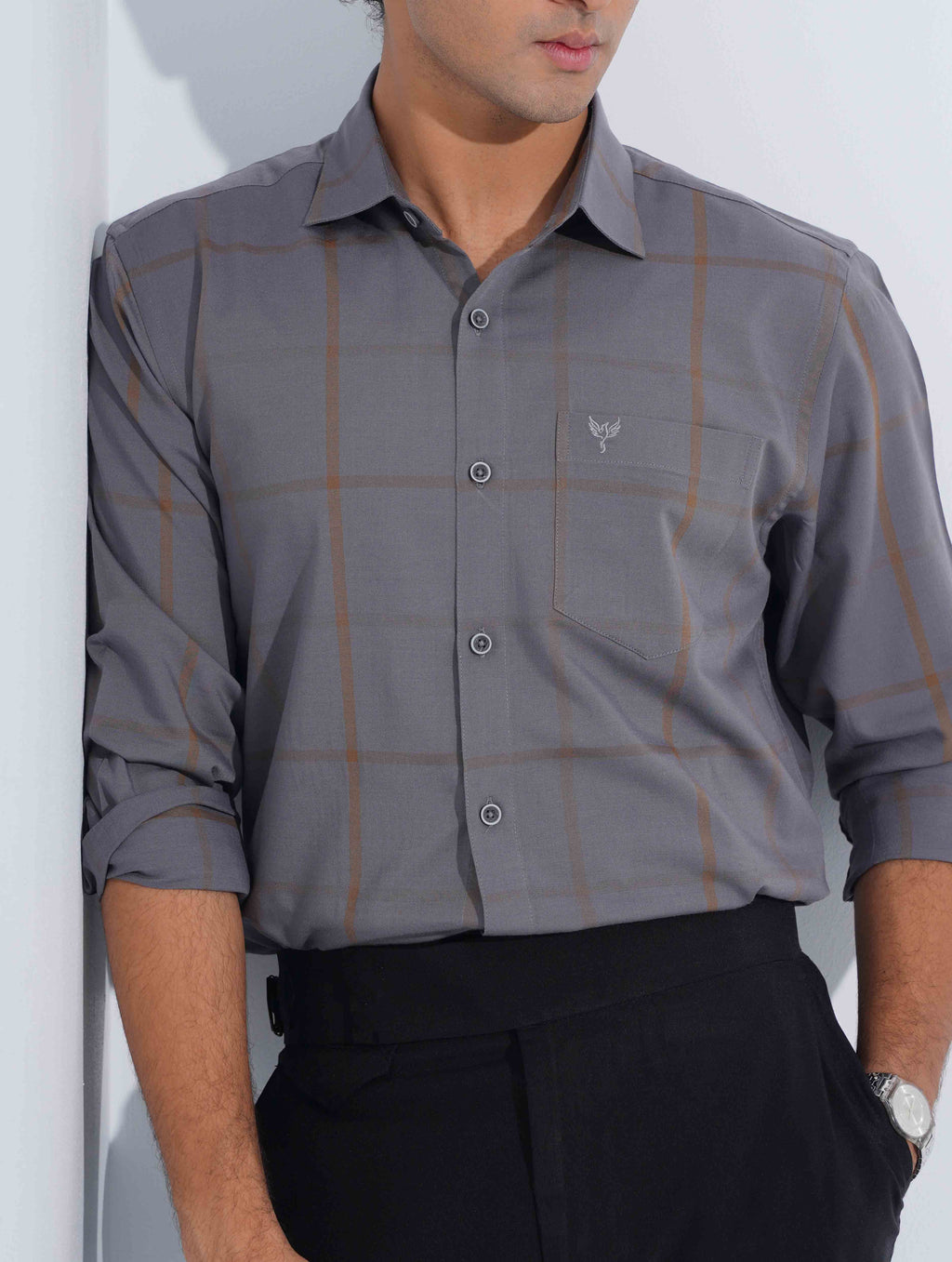 Gray Brown stripe full sleeve shirt