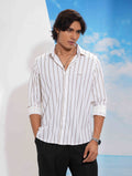 Creamy White Brown Stripe Premium Full sleeve