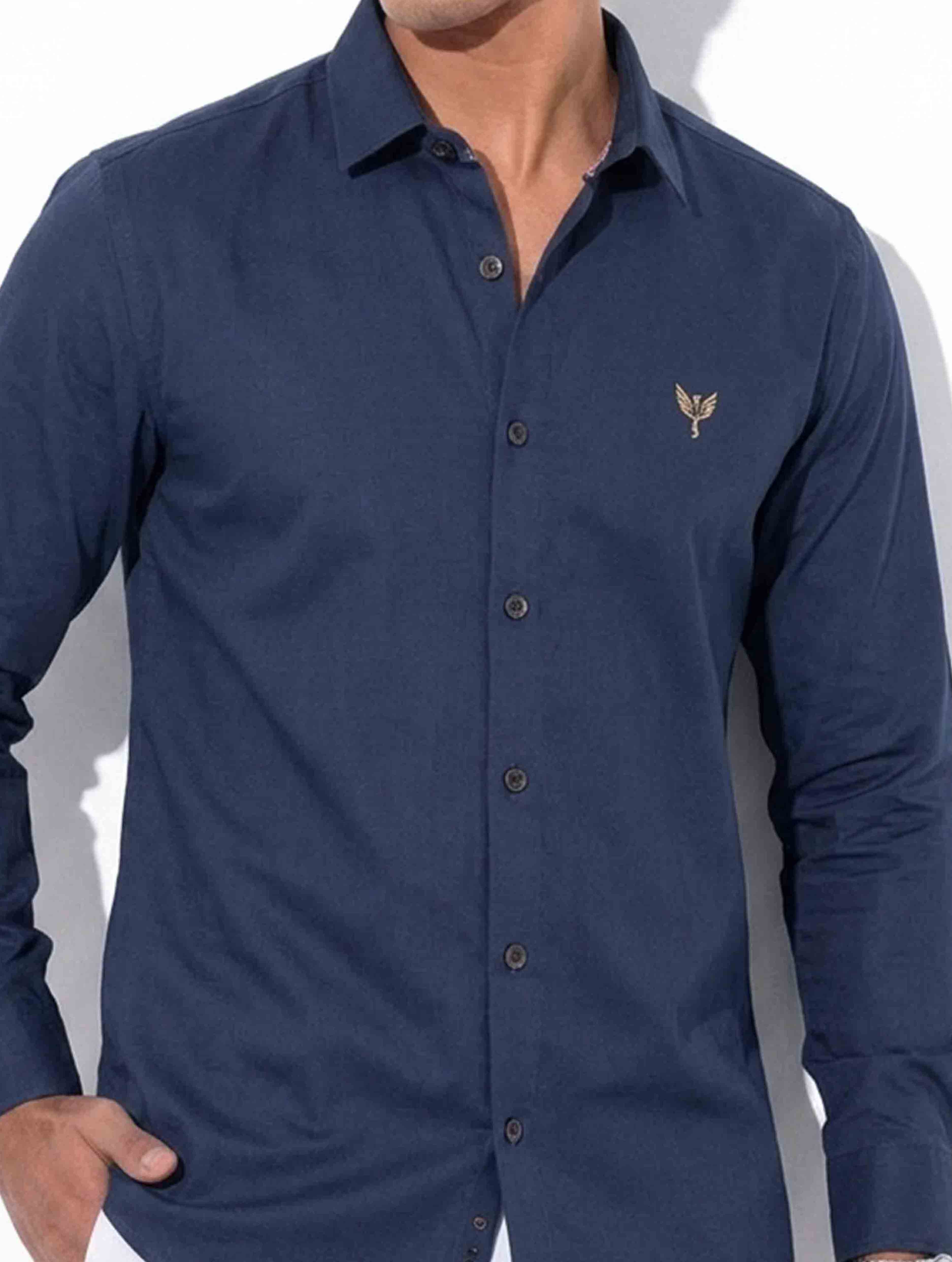 Blue tencel linen full sleeve shirt
