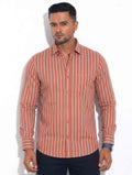 Burnt Orange thick stripe formal full sleeve shirt