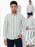 White Faded Sky Stripe Remi Cotton Full Sleeve