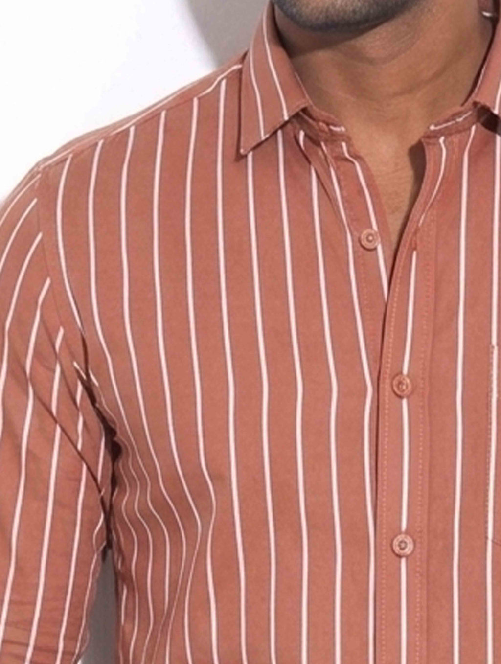 Burnt Orange thick stripe formal full sleeve shirt