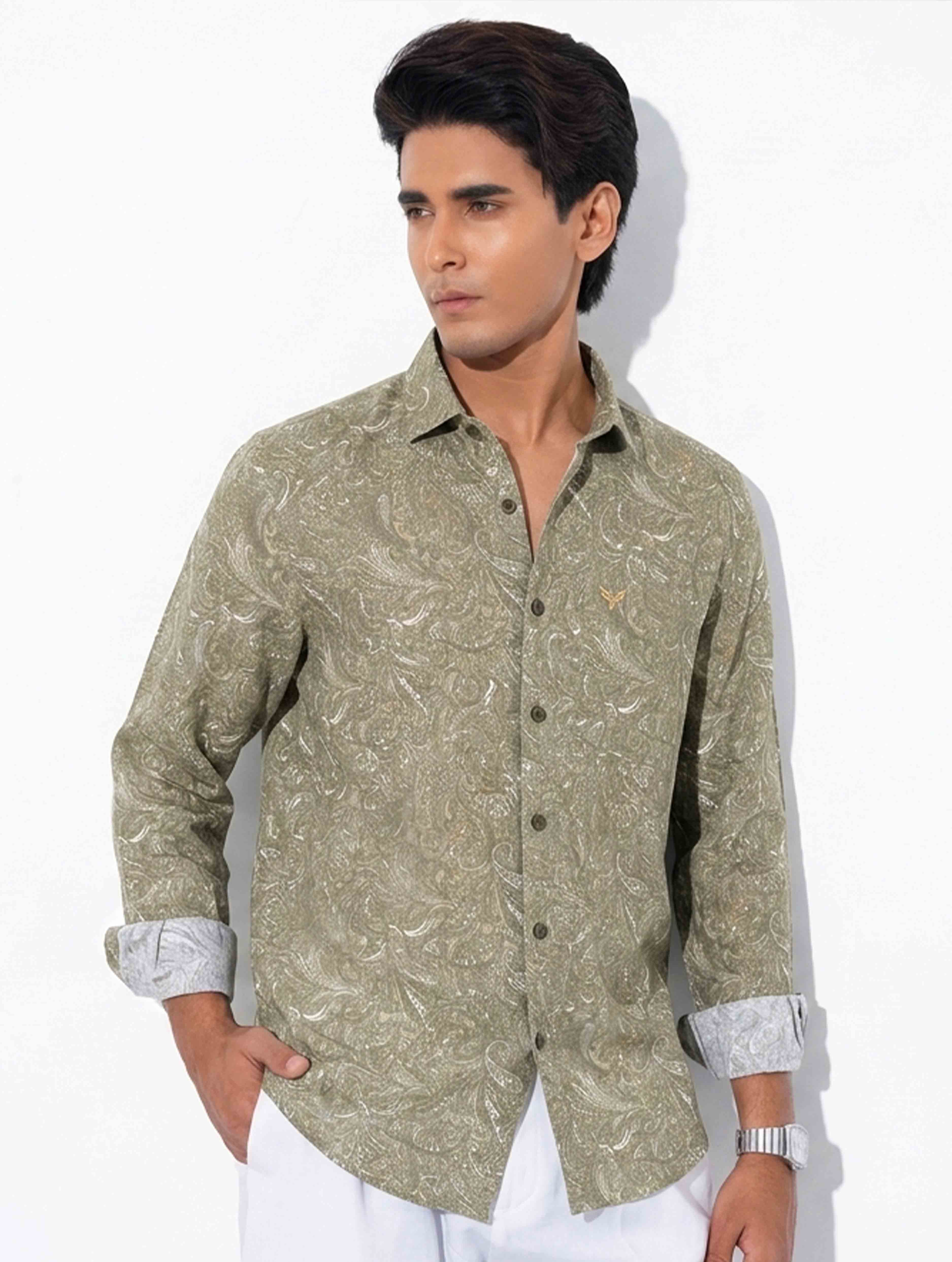 Olive Sankha printed Cotton Full sleeve