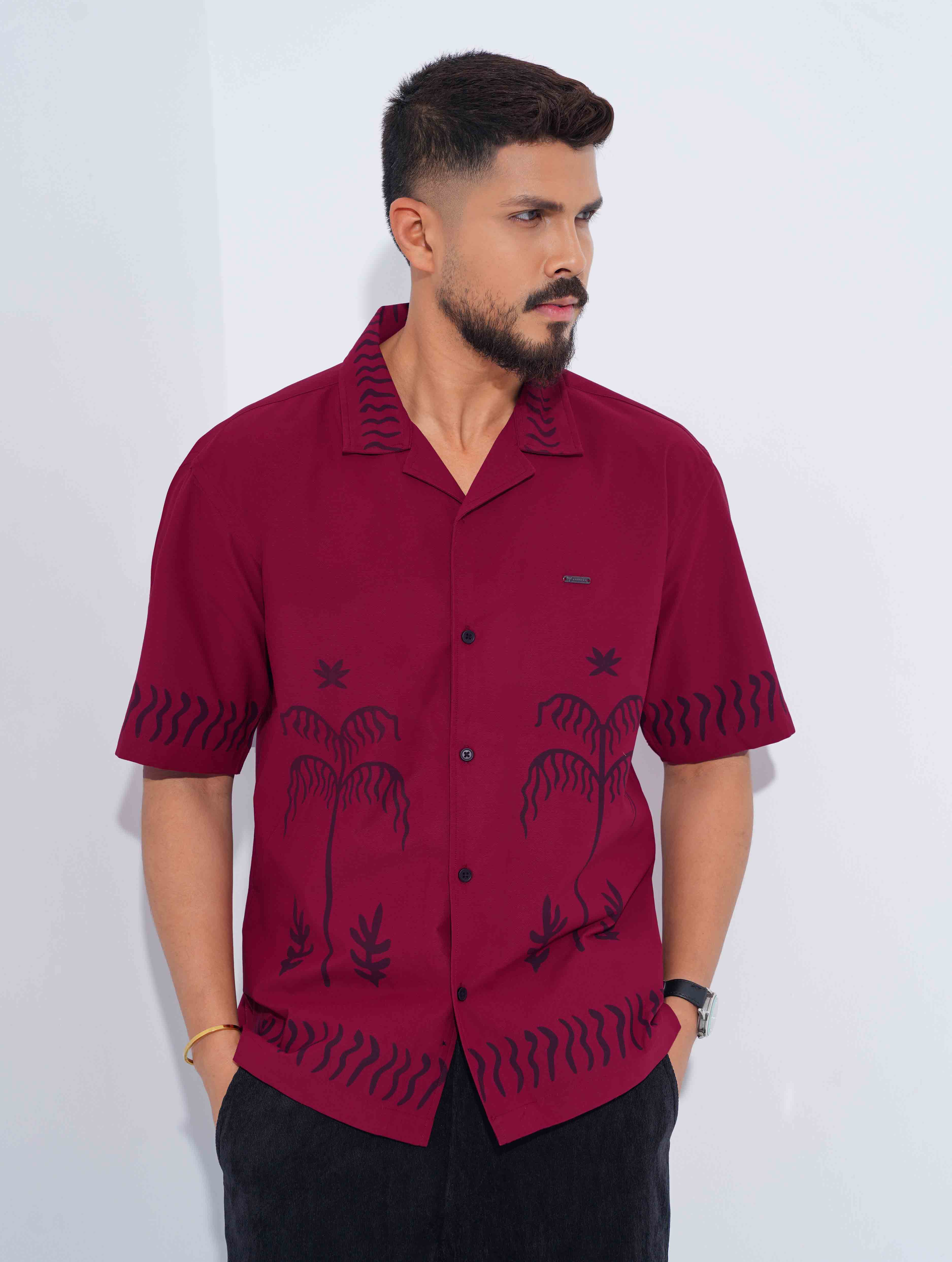 Maroon Drop shoulder shirt