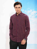 Deep maroon mustard stripe full sleeve shirt