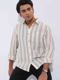 Cream coffee stripe remi cotton full sleeve