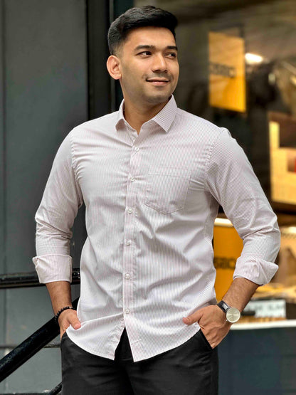White base stripe formal full sleeve shirt