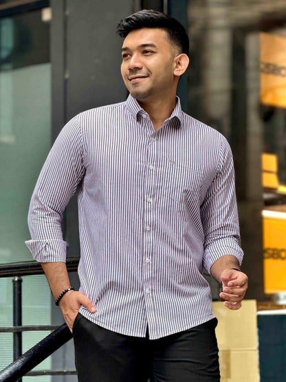 White jam stripe formal full sleeve shirt