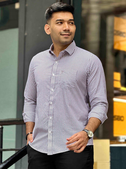 White jam stripe formal full sleeve shirt