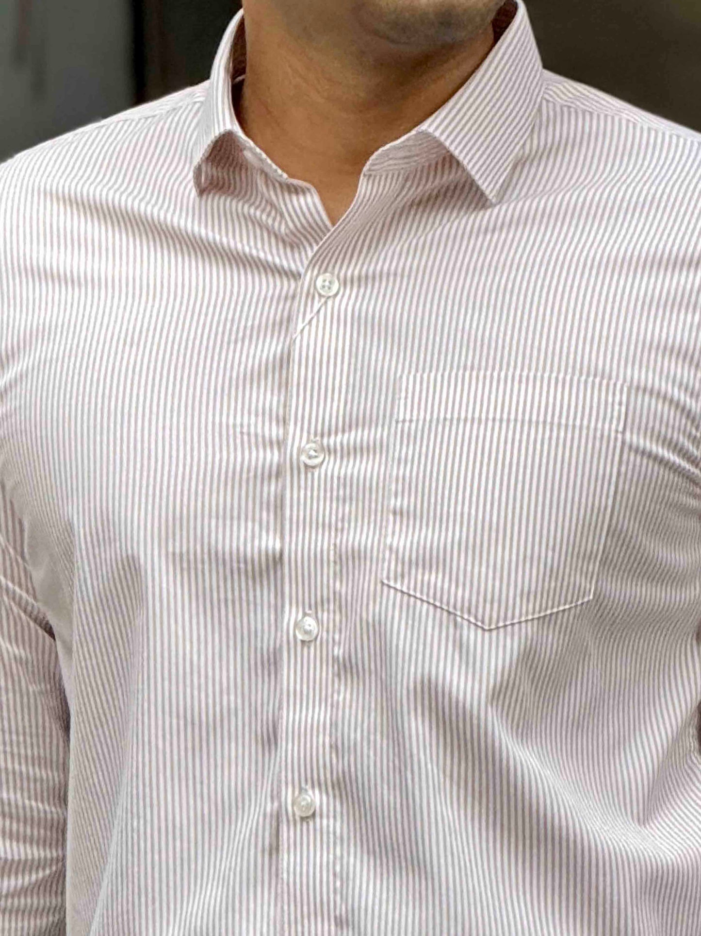 White base stripe formal full sleeve shirt