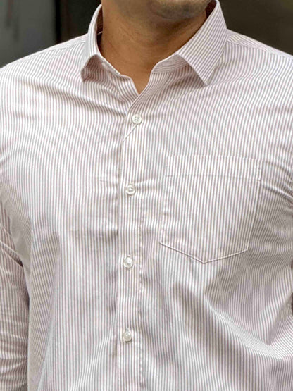 White base stripe formal full sleeve shirt