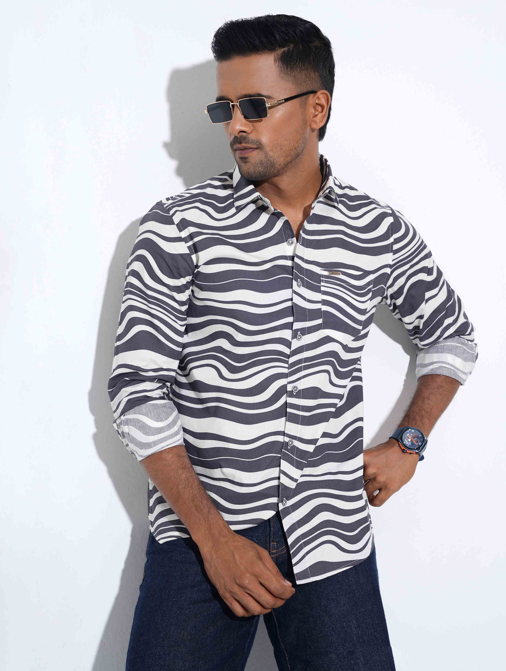 White Black Zebra printed full sleeve shirt