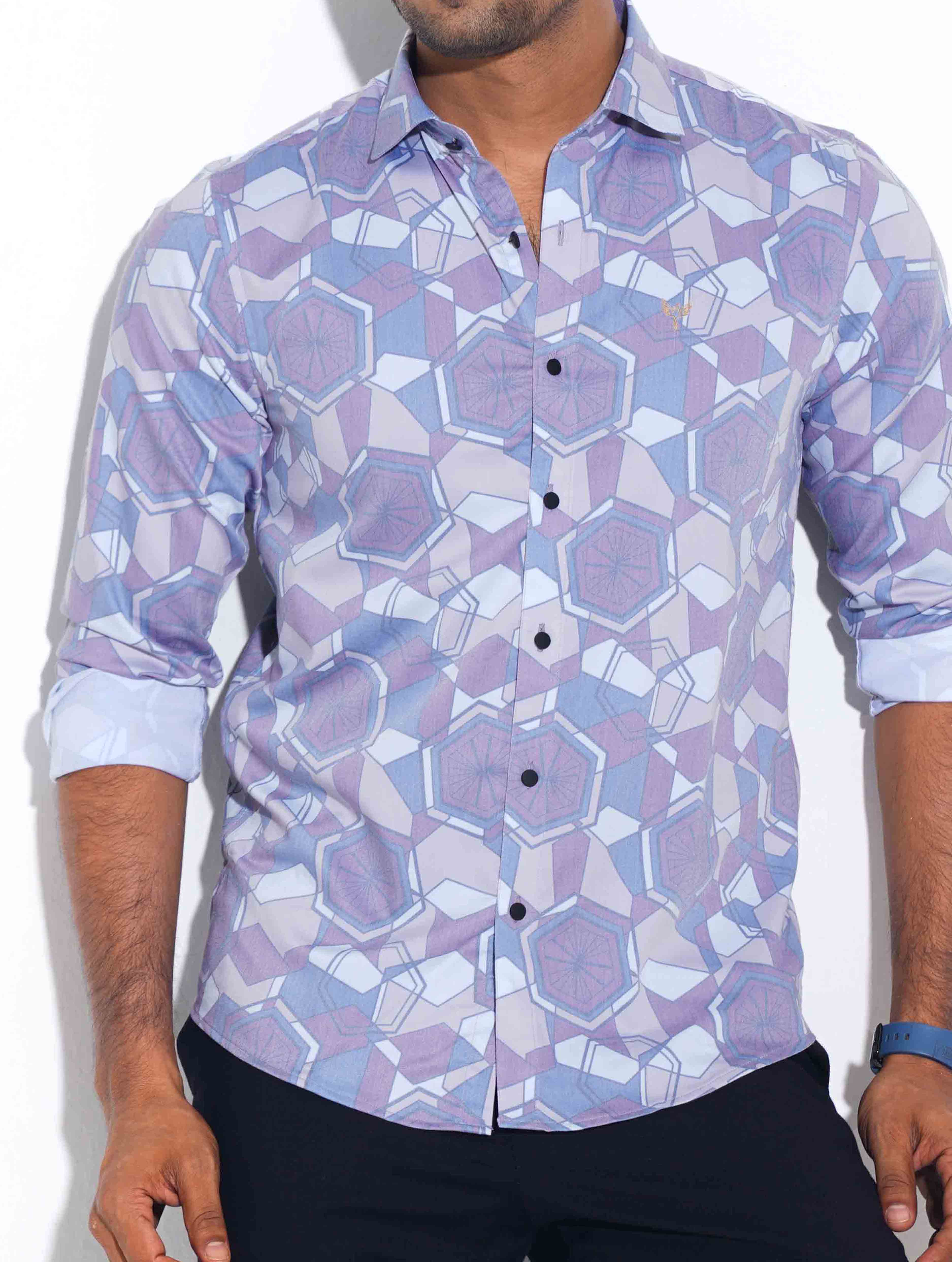 Multicolor hexagonal printed premium full sleeve