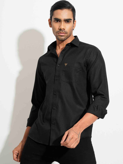 Black cross texture fancy full sleeve shirt.