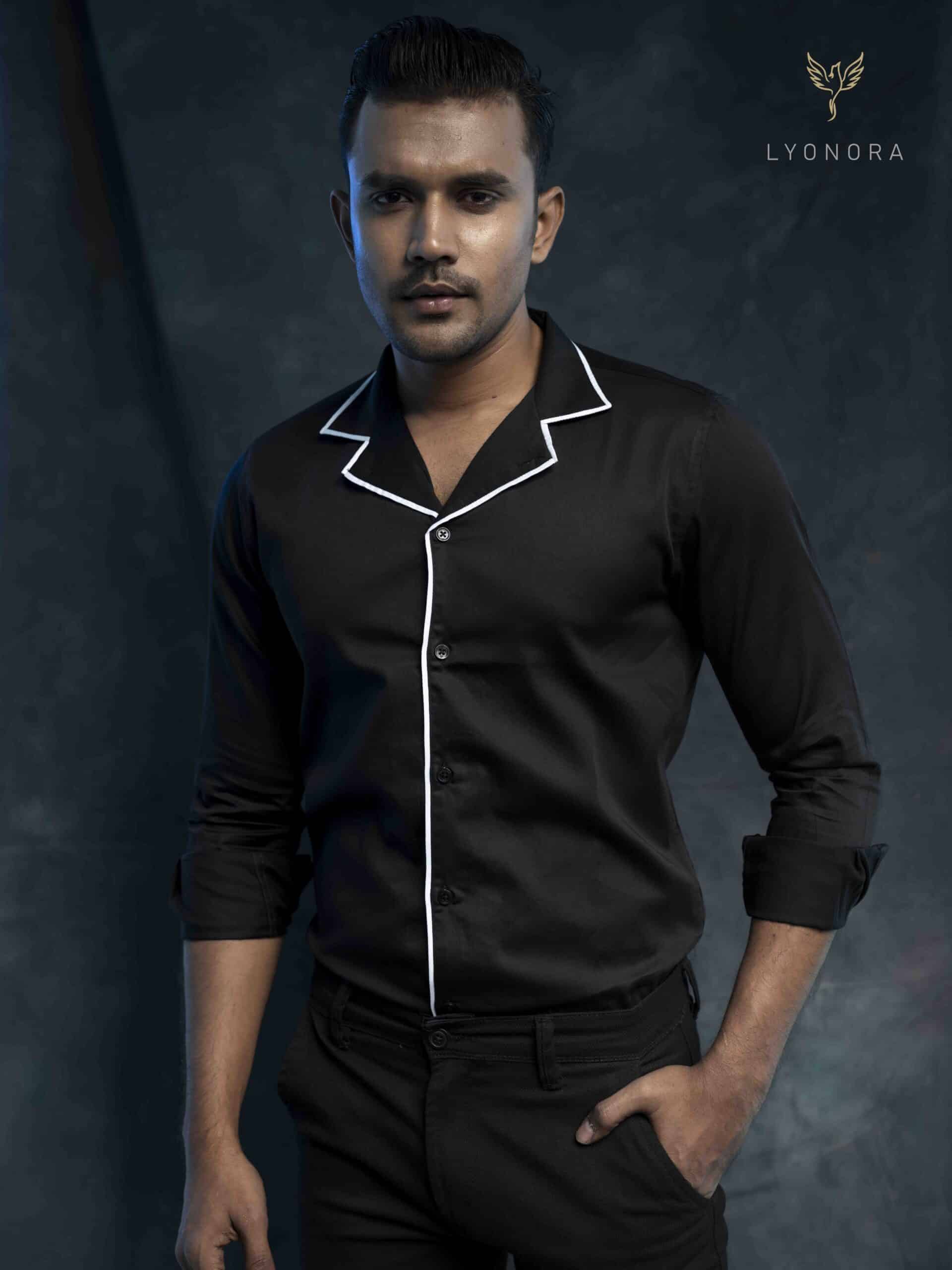 Cream - Black Stripe Knit Polo